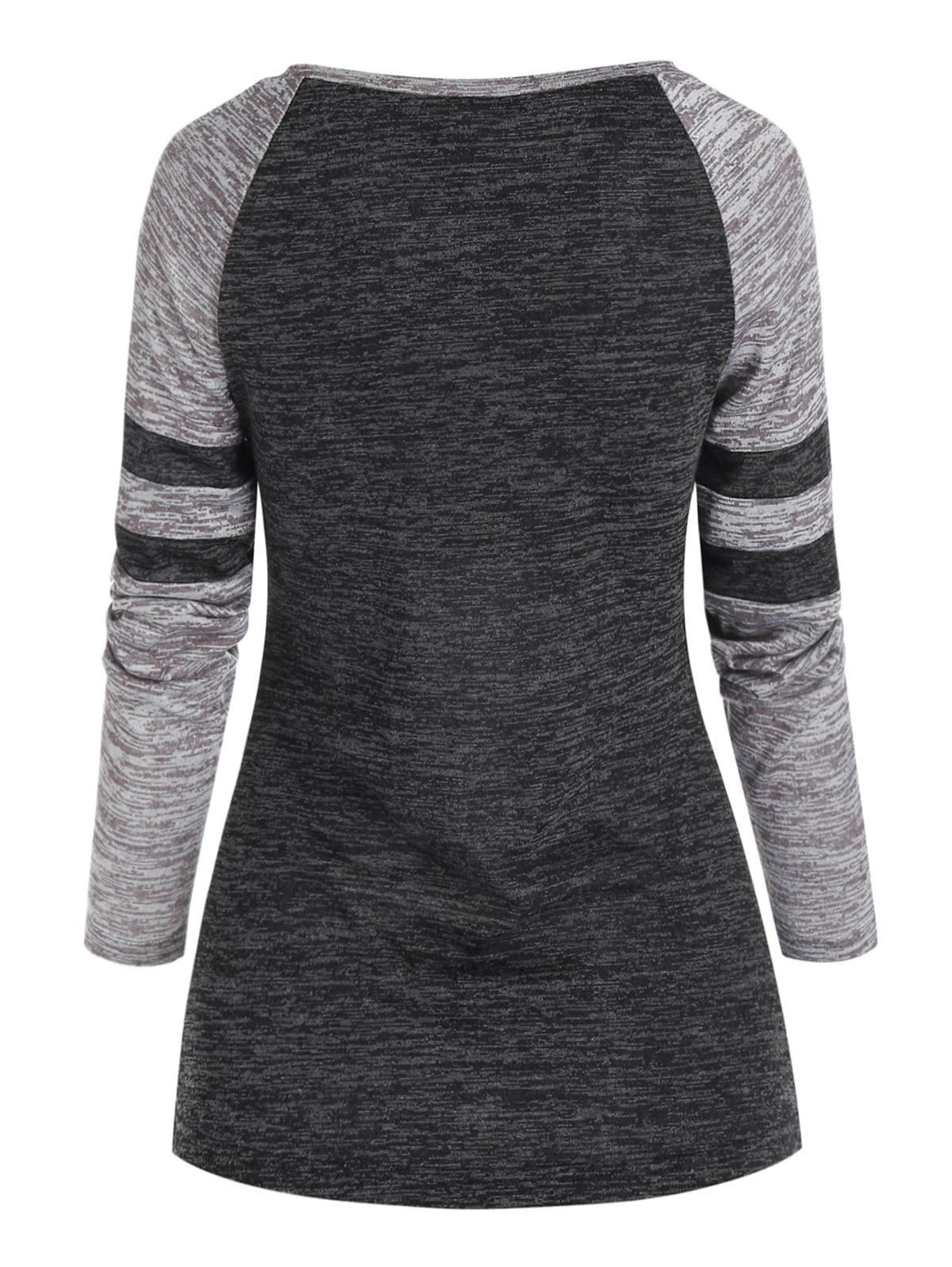 Casual Striped Raglan Sleeve T-shirt