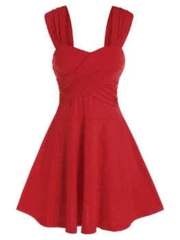 Sleeveless Crossover Flare Dress