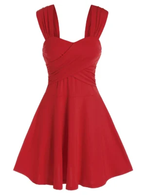 Sleeveless Crossover Flare Dress