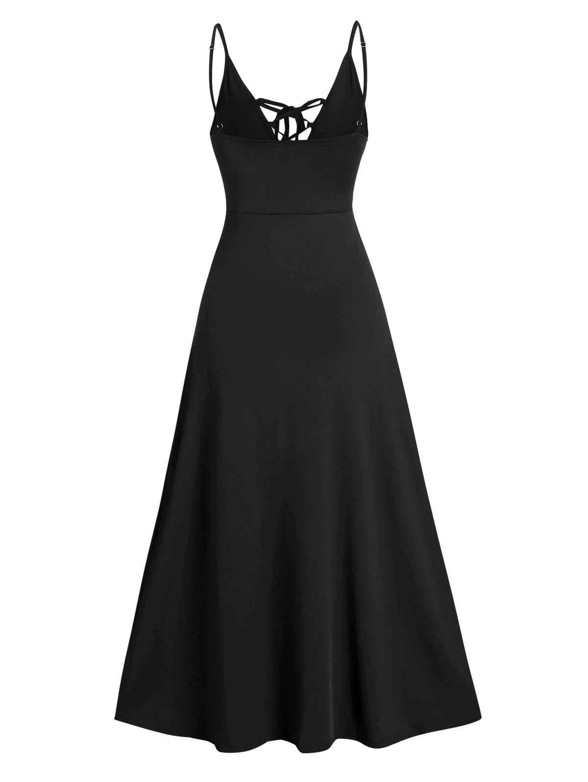 Spaghetti Strap Lace-up Slit Front Prom Dress