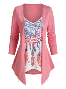 2 In 1 Dream Catcher Printed Top