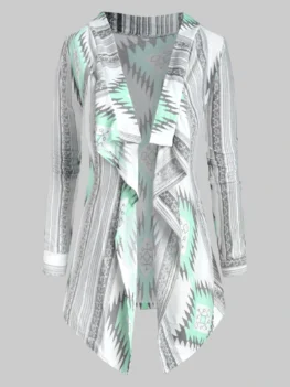 Ethnic Graphic Draped Tribal Cardigan