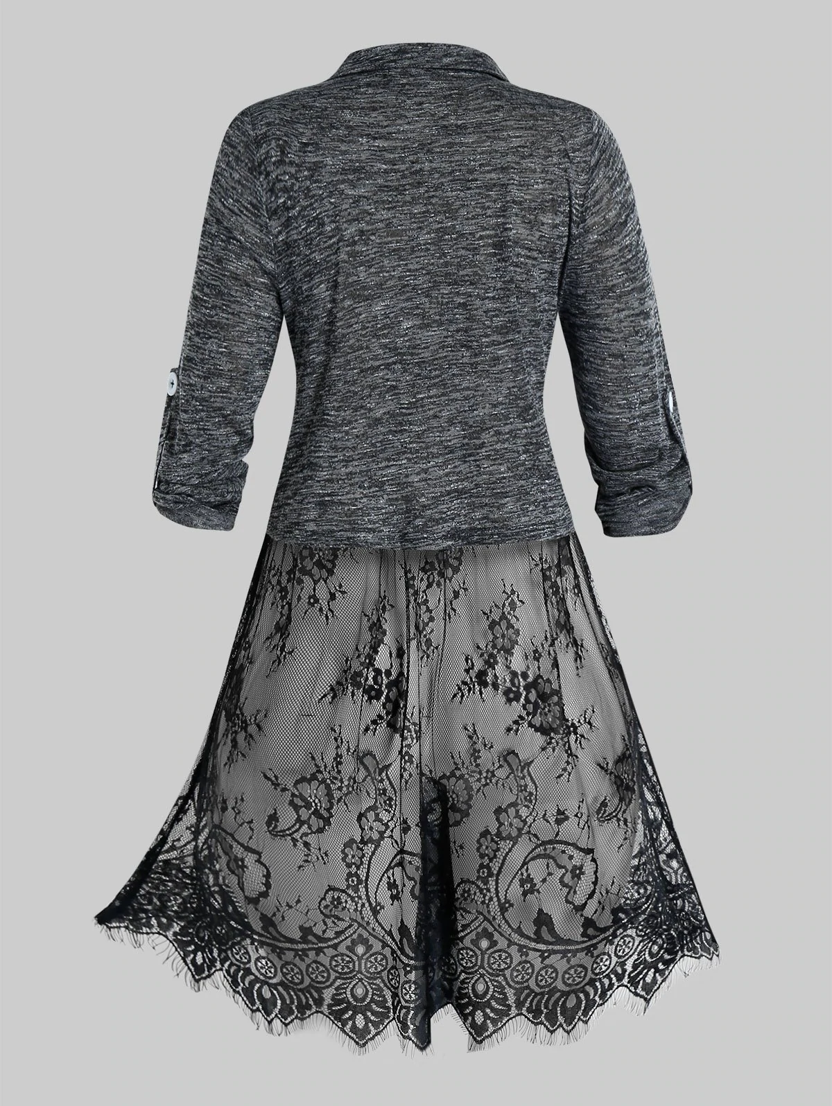 Plus Size Space Dye Lace Spliced Blouse