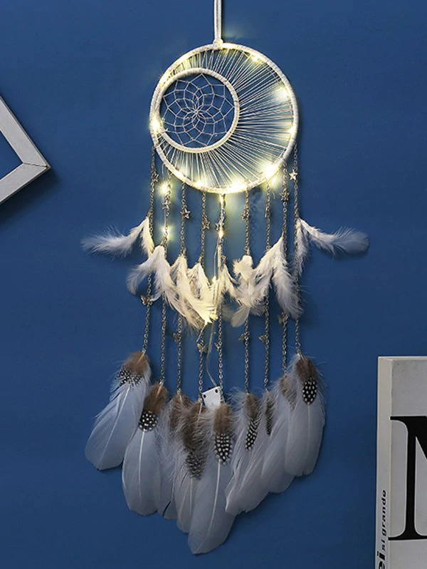 Stars Butterfly Embellished Indian Feather Dream Catcher