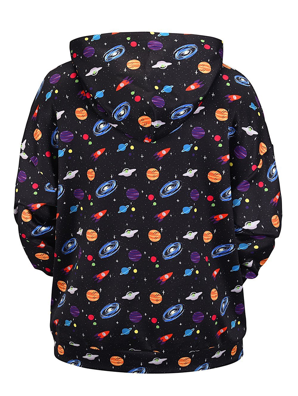Kangaroo Pocket Universe Planets Print Hoodie