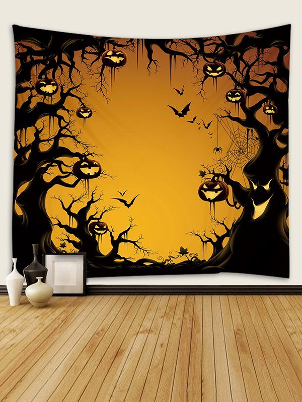 Halloween Pumpkin Tree Printed Wall Tapestry