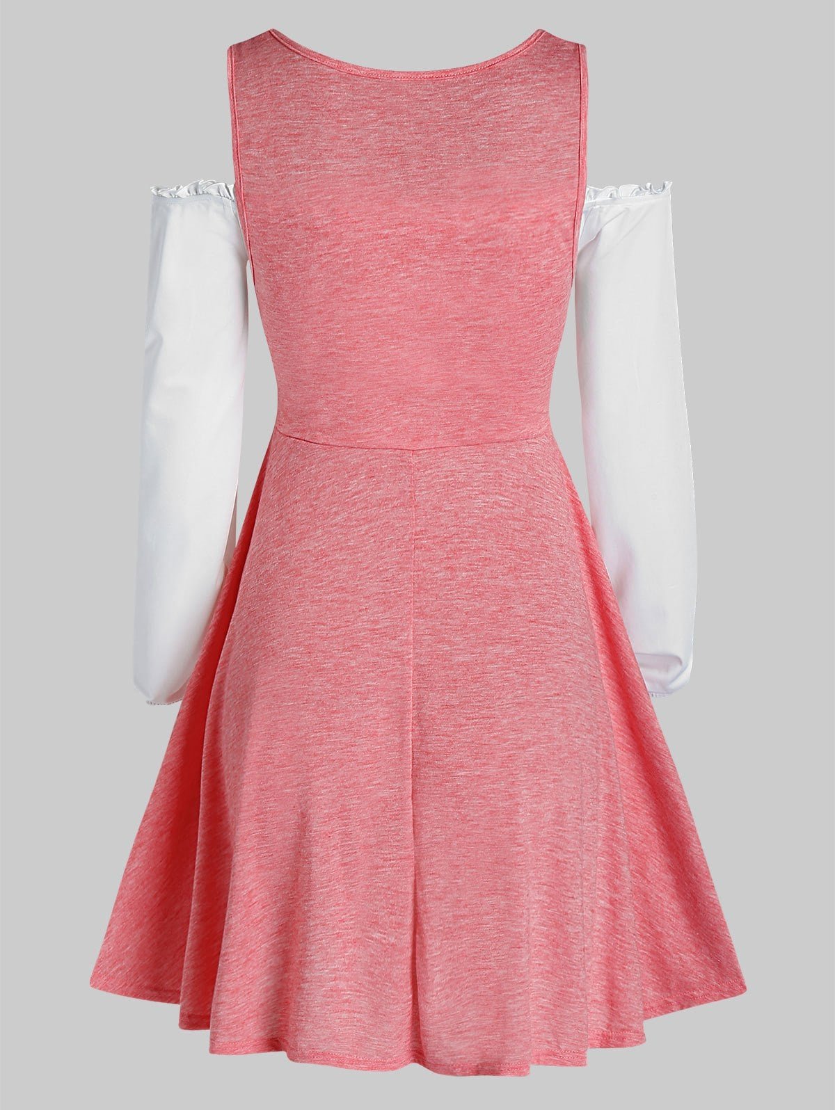 Cold Shoulder Contrast Faux Twinset Dress