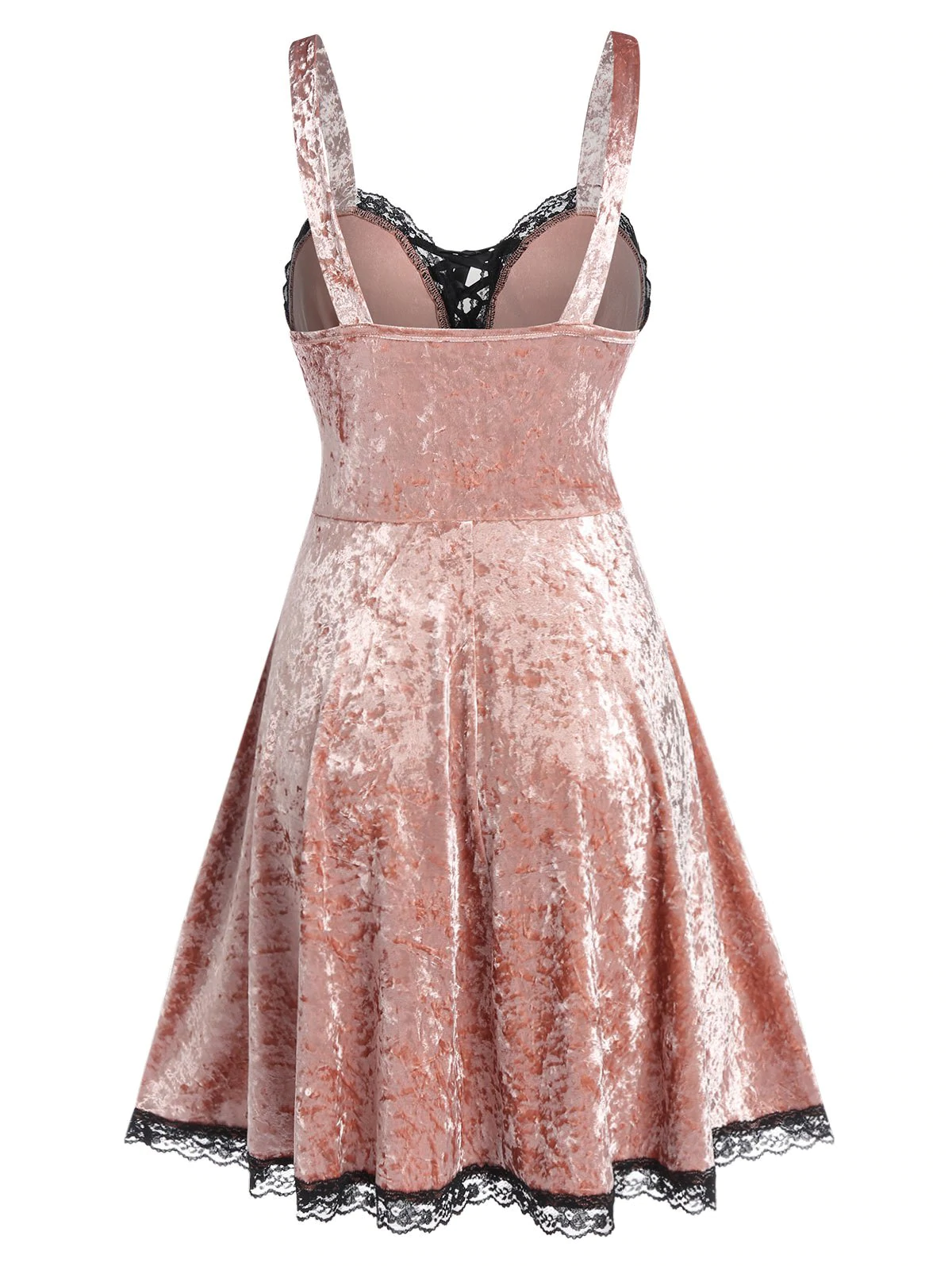 Gothic Velour Lace Panel Sweetheart Neck Dress