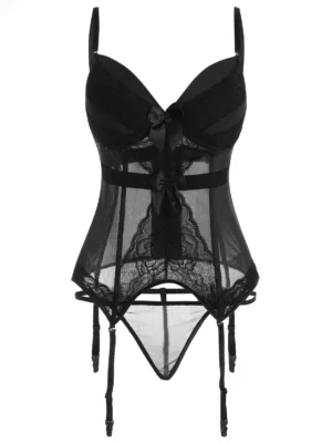 Plus Size Garter Slip Corset Lingerie Set