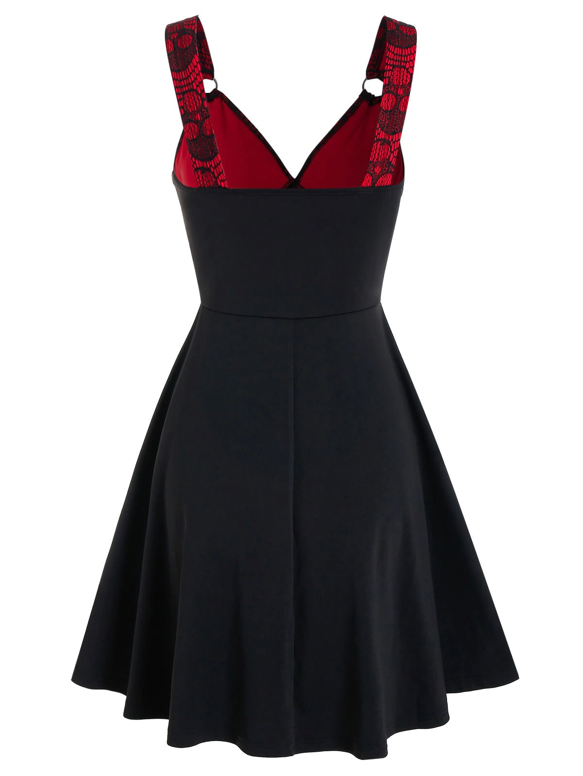 Gothic Skull Pattern Two-tone Lace-up Dress