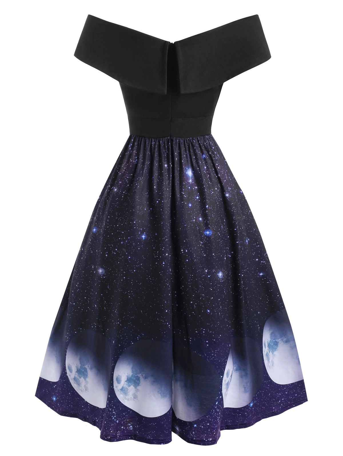 Off The Shoulder Galaxy Print Dress