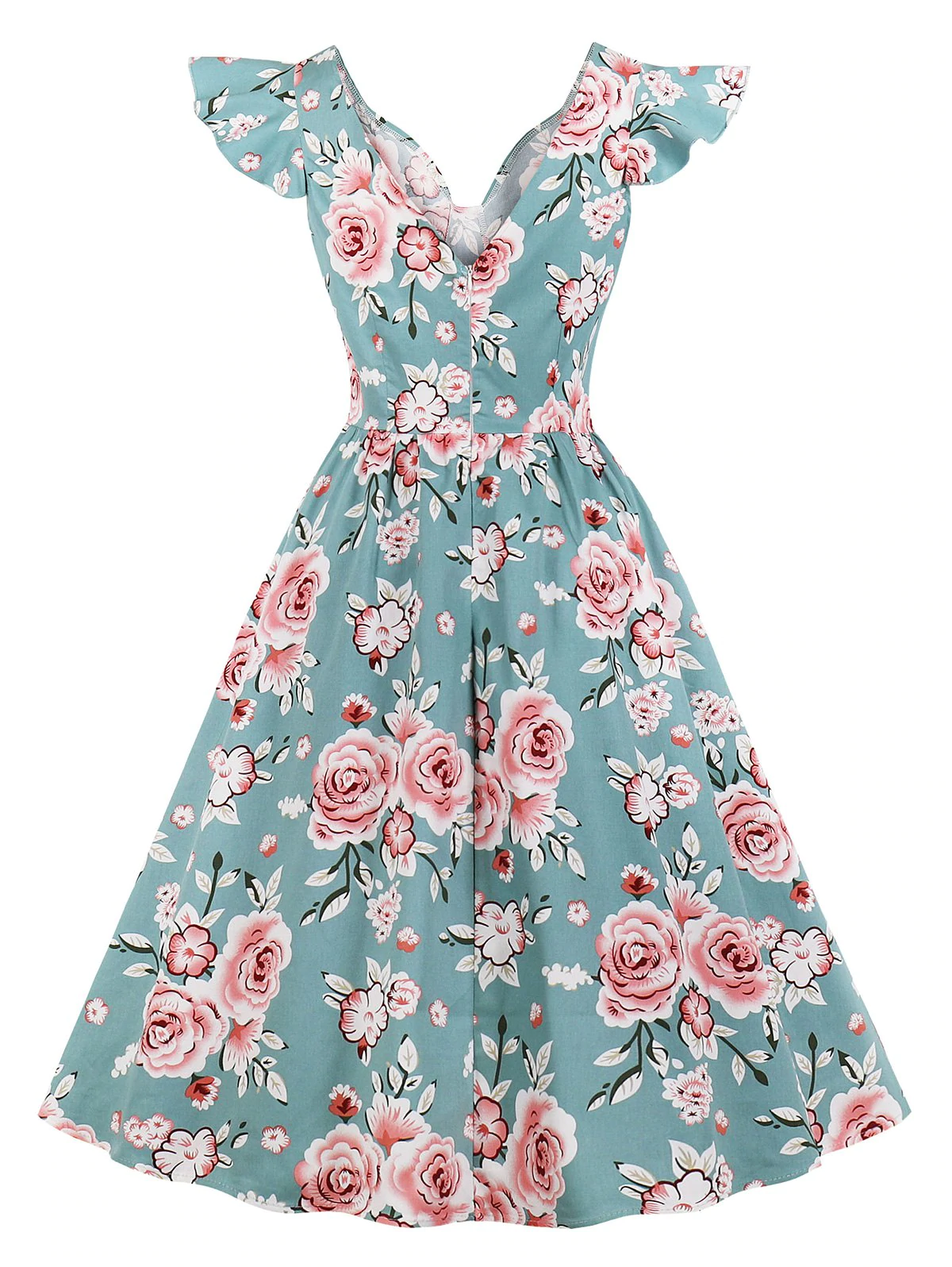 Floral Sweetheart Neck Retro Dress