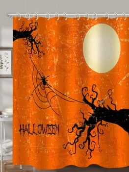 Halloween Moon Tree Print Waterproof Bathroom Shower Curtain