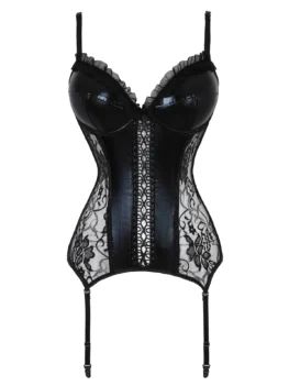 Lace Panel Frilled Underwire Garter Slip Plus Size Corset