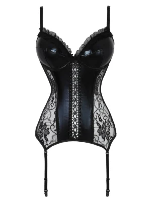 Lace Panel Frilled Underwire Garter Slip Plus Size Corset