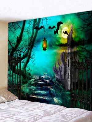 Halloween Night Stone Road Printed Wall Hanging Tapestry