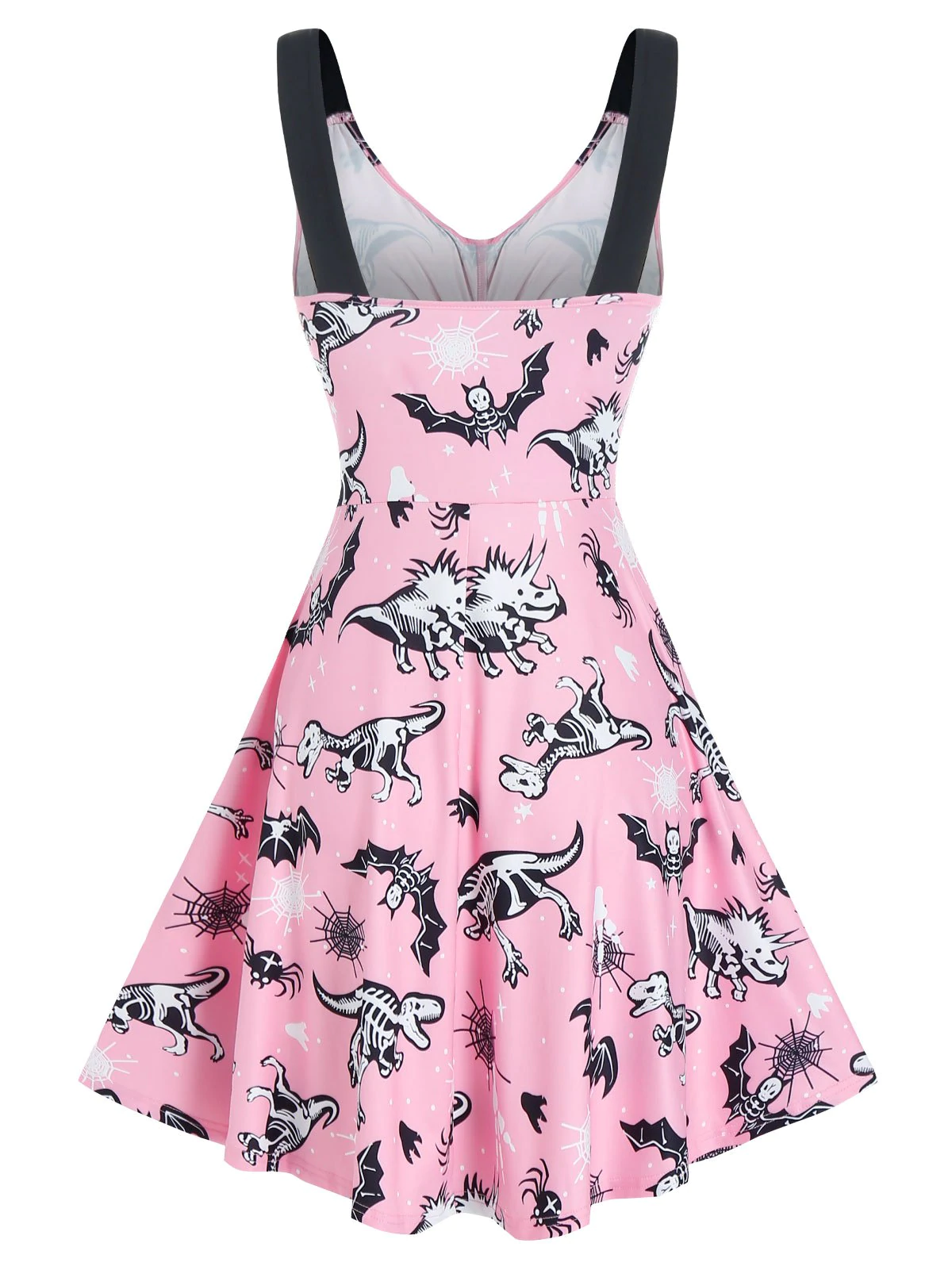 Halloween Animal Skeleton Print Sleeveless Crossover Dress