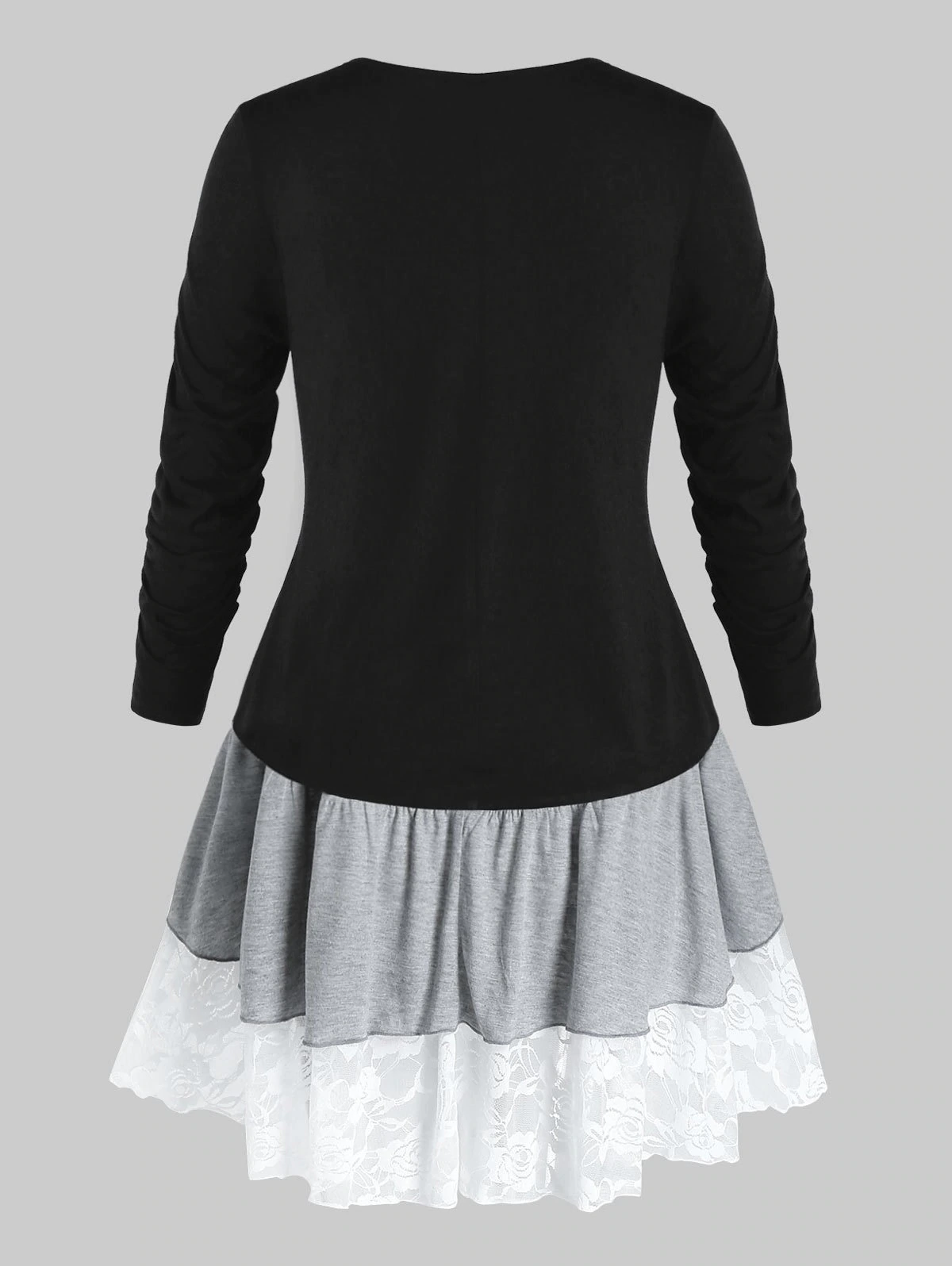 Plus Size Plunge Colorblock Lace Trim Cardigan