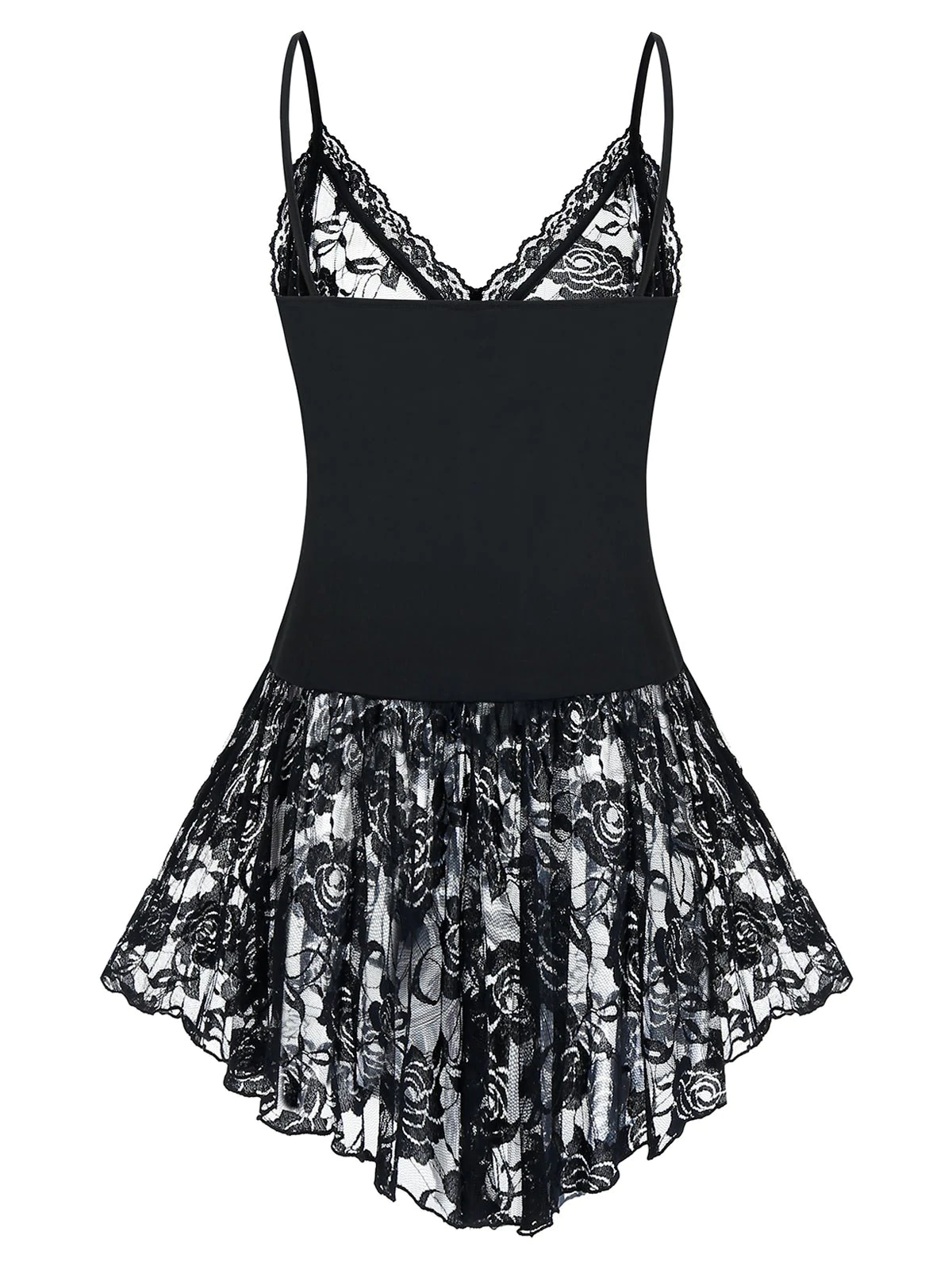 Plus Size Flower Lace See Thru Lingerie Cami Babydoll