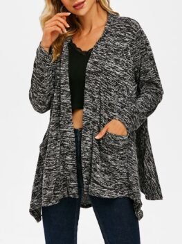 Heather Pocket Open Front Asymmetrical Cardigan