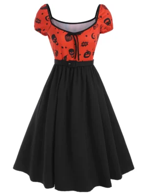 Halloween Skull Skeleton Hand Bowknot Dress