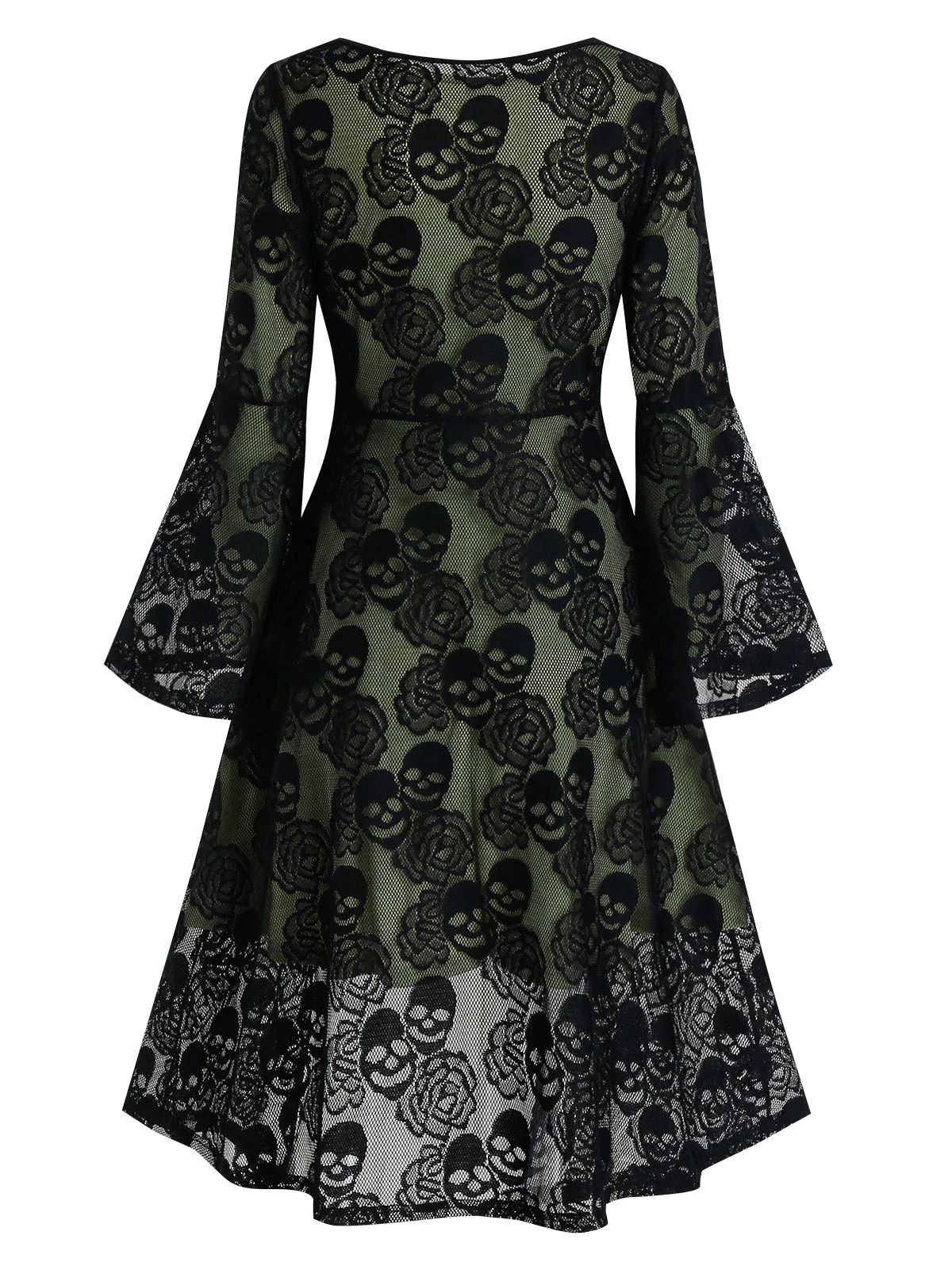 Halloween Skull Lace Cardigan and Flare Dress