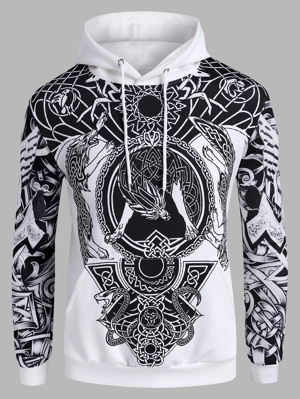 Tribal Totem Pattern Print Casual Hoodie