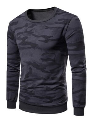 Camouflage Print Rib-knit Trim Sweatshirt