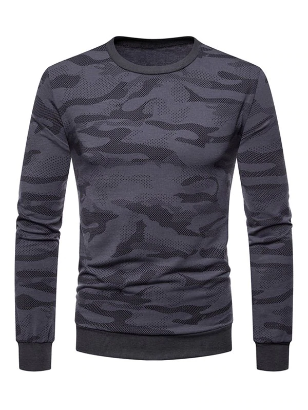 Camouflage Print Rib-knit Trim Sweatshirt