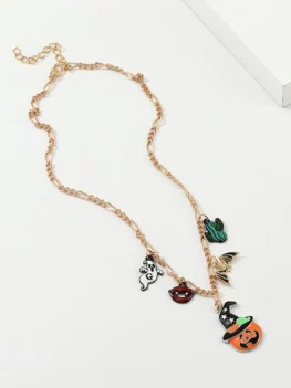 Halloween Pumpkin Ghost Bat Pendant Necklace