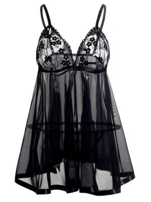 Embroidery Plus Size Bowknot Embellished Babydoll