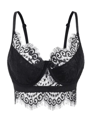 Scalloped Eyelash Lace Underwire Plus Size Bralette