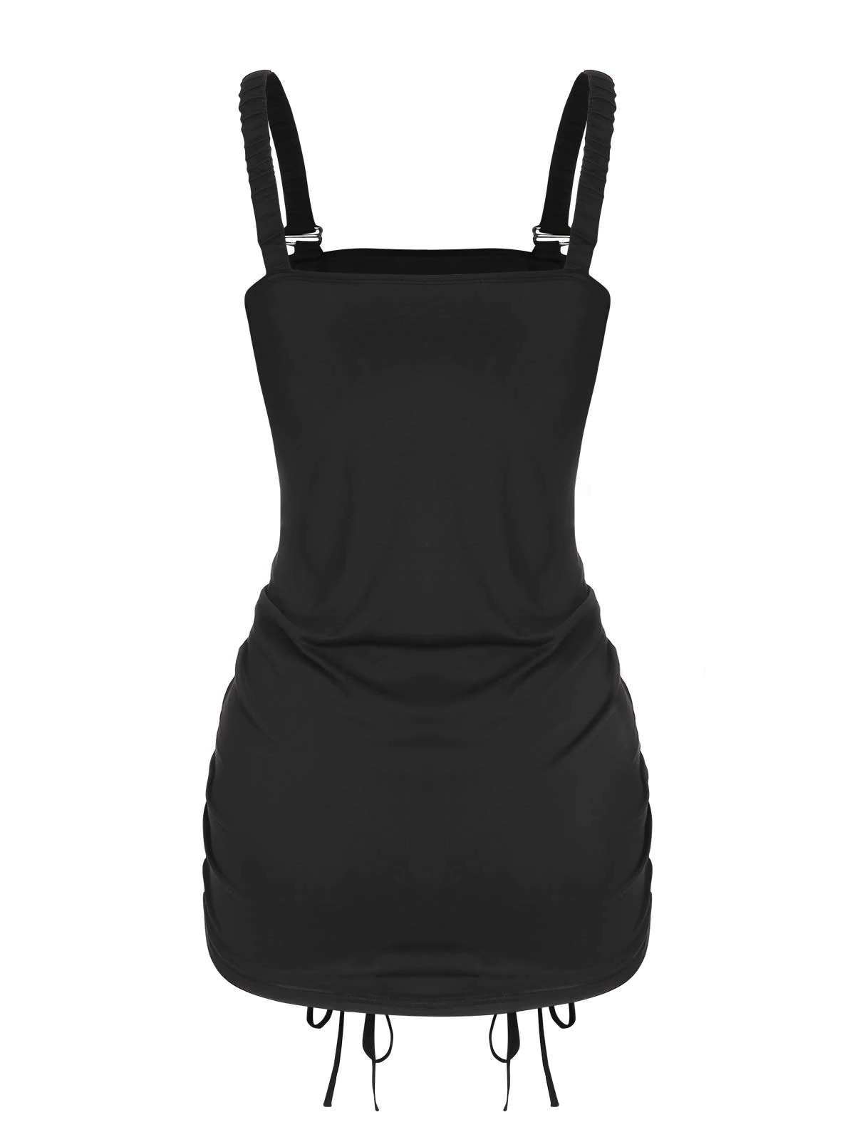 Front Drawstring Elastic Strap Mini Dress