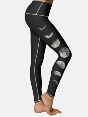 Lunar Eclipse Print Stitching Detail Skinny Pants