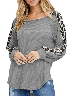 Leopard Animal Print Raglan Sleeve Sweater