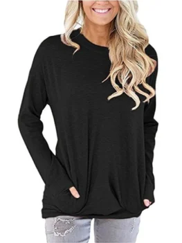 Long Sleeve Drop Shoulder Pocket Tunic Tee
