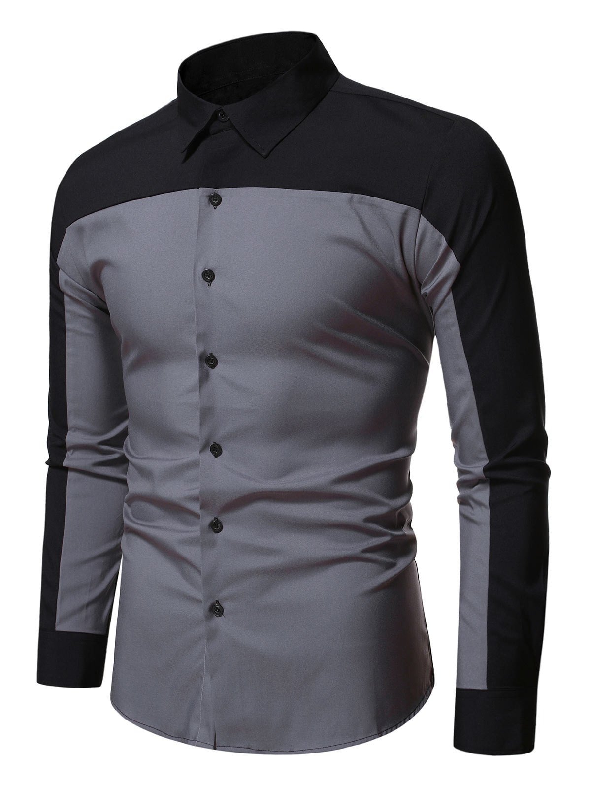 Contrast Color Button Up Business Shirt