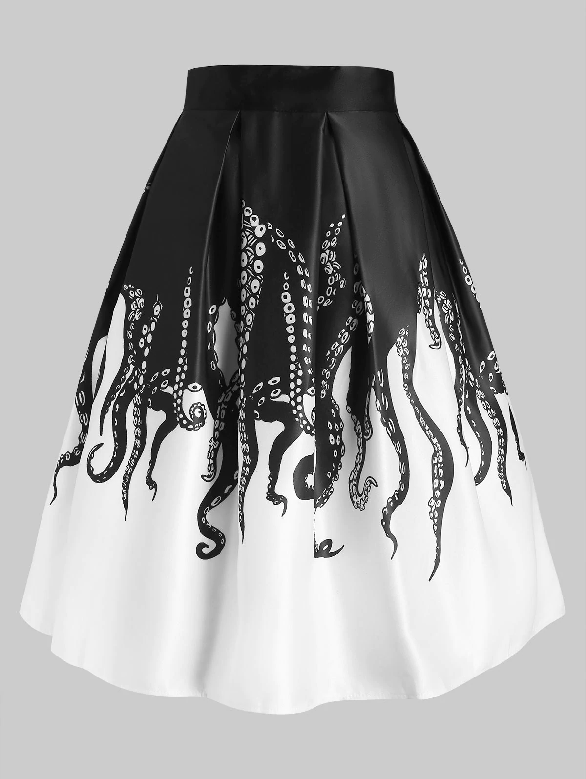 Watermelon Octopus Print Midi Skirt