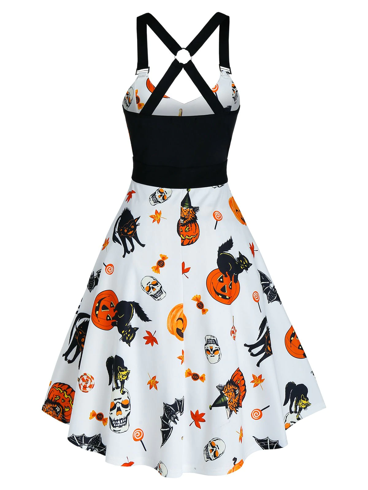 Halloween Pumpkin Animal Print Cami A Line Dress