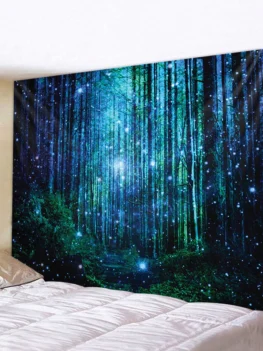 Forest Starry Night Pattern Waterproof Wall Tapestry