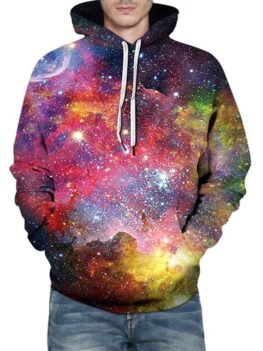 Galaxy Print Front Pocket Hoodie