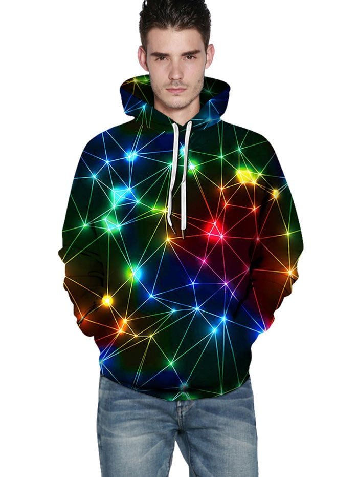 3D Light Print Kangaroo Pocket Hoodie