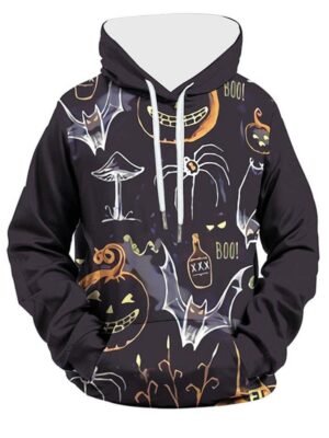Halloween Funny Pumpkin Graphic Pullover Pocket Hoodie