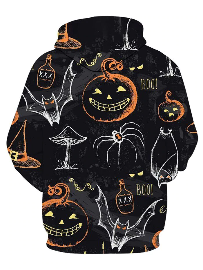 Halloween Graffiti Pumpkin Print Leisure Pullover Hoodie