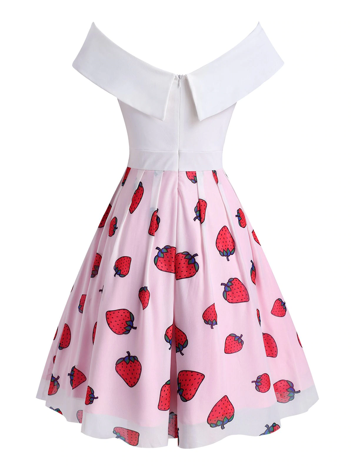 Plus Size Strawberry Off Shoulder Mesh Overlay Dress