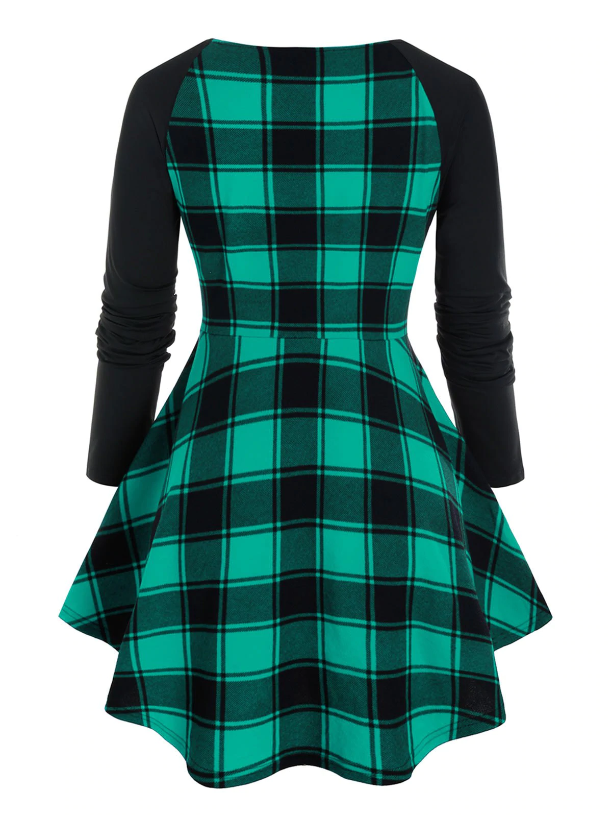 Plus Size Plaid Button Raglan Sleeve Top