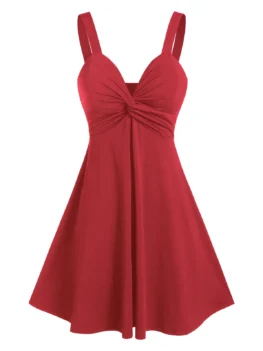 Front Twist Empire Waist A Line Cami Dress