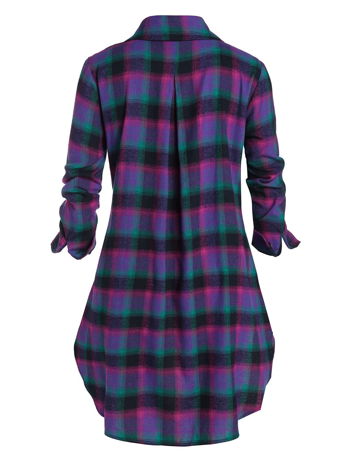 Plus Size Plaid Zip Dual Pocket Tunic Blouse