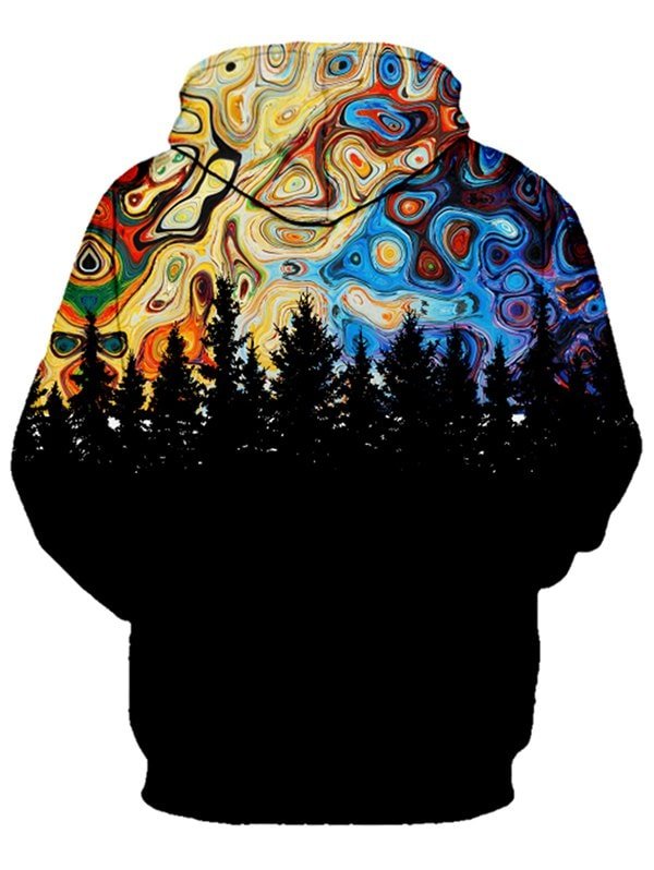 Forest Galaxy Print Kangaroo Pocket Hoodie