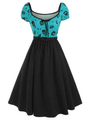 Halloween Skull Skeleton Hand Bowknot Dress